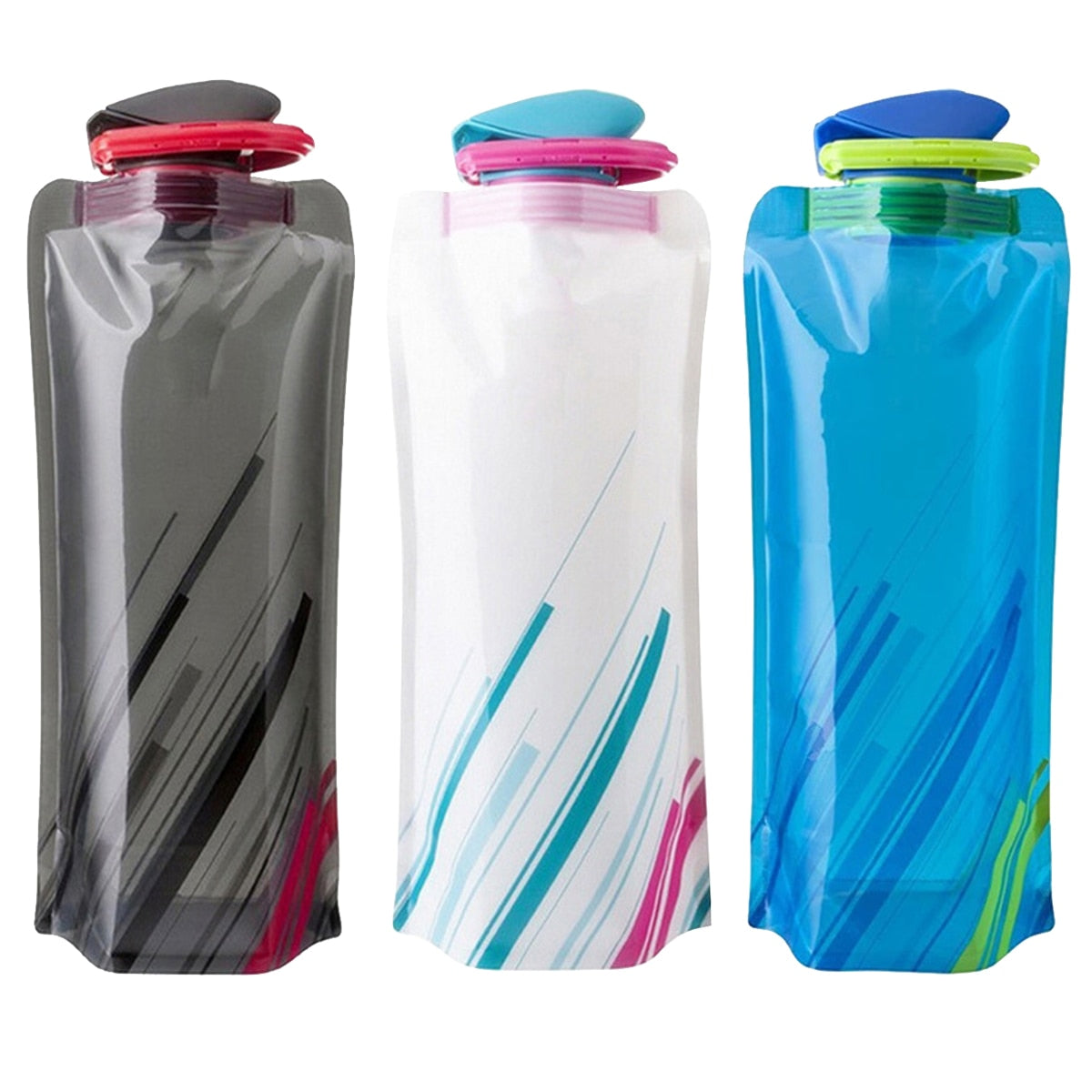 Foldable Water Bottle PE Sports Water Bag Portable Soft Flask Squeeze  Outdoor Hiking Camping Cycling Drinking Water Bag 700ml